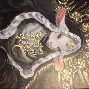 Elegant Gold and White Lamb Art Print